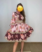 sukienka różowa w kwiaty z koronką w stylu Ted Baker w stylu Asos 38/40/42 