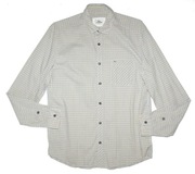 LACOSTE_Piękna KOSZULA_biała klasyczna kratka logowana bawełna_M