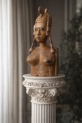 Ręcznie rzeźbiona drewniana rzeźba 38 cm – afrykańska figura kobiety (B107)