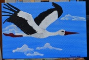 "Bocian" Obraz malowany akrylami
