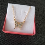 Łańcuszek złoty motyl cyrkonie stal chirurgiczna MEGA!