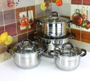 4szt. 6L; 3,5L; 2,5L, 1,8L Soliny Zestaw Garnków z czarnymi Uchwytami