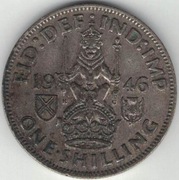Wielka Brytania 1 szyling shilling 1946 - srebro Ag - herb szkocki