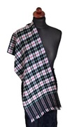 Ciepły, mięciutki szal w kratkę niebieski czarny