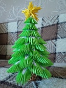 Choinka ze śniegiem Origami Modułowe 3D