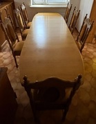 stół dębowy lite drewno, rozkładany od 150cm do 300cm długości retro