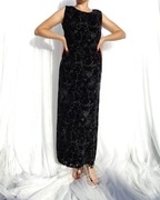 Czarna suknia Noa Noa L 40 welur velvet jedwab silk seide rayon 