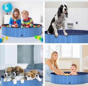 DUŻY SOLIDNY BASEN DLA PSA KOTA ZWIERZĄT DZIECI SKŁADANY 120x30 cm BLUE 