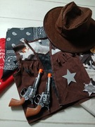 Przebranie strój kowboj zestaw kamizelka spodnie akcesoria r.3/4 l.