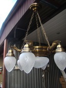 Bardzo piękny żyrandol mosiężny,7 punktów świetln.