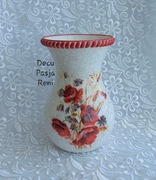 Szklany wazonik, decoupage, rękodzieło, handmade, prezent. 