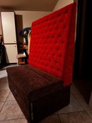 Piękne pikowane siedzisko tapicerowane brązowo-rude 100 cm