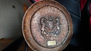 Gdańsk Ozdobny talerz metaloplastyka lata 60. unikat 42 cm średnicy