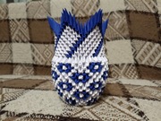 Wazon granatowo-biały Origami Modułowe 3D