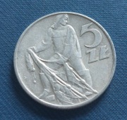 Moneta 5zł 1974 r. Rybak.