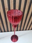 Ozdobny czerwony świecznik kielich Glamour Wysoki 40 cm