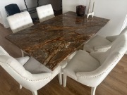 Zestaw 6 krzeseł Chesterfield/ Glamour (złamana biel + pinezki)