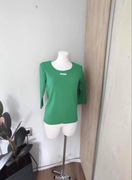 Bluzka bawełniana zielona prążkowana rękaw 3/4 L XL