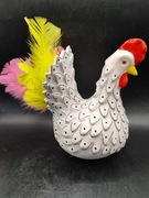 Ceramiczna kura kogut pojemnik wazon handmade wiejski styl 