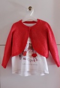 Pak sweterek czerwony i bluzka rozmiar 98 i 116