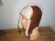 Skorzana Czapka Uszatka Rozmiar XL/59-60 cm.