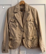 Piaskowa beżowa marynarka żakiet h&m rozm 38 bawełna len