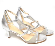 UNISA 37 NOWE SKÓRZANE SZPILKI RETRO GLAMOUR SREBRNE SKÓRA