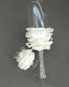 Kieliszki ślubne zestaw oszukane cyrkonie kwiaty