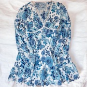 Sukienka Shein VCAY | Niebieska w kwiaty | Boho | Koronka