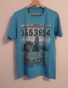 bluzka koszulka t-shirt niebieska 170 bawełna