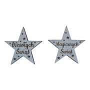 2 sztuki Gwiazdki Wesołych Świąt 25mm sklejka brzozowa 3 mm