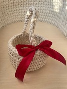 Wielkanocny wiosenny koszyczek ze sznurka, kość słoniowa, handmade