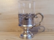 PODSTAKANNIK SREBRZONY KOSZYCZEK UCHWYT SZKLANKA 