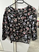 Damska czarna luźna bluzka w kwiaty S/M