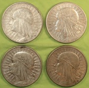 10 zł Głowa Kobiety Jadwiga 1932 (bzm)– 4 szt.