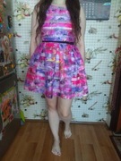 Antall sukienka kwiaty tiulowa różowa wesele impreza r.S 