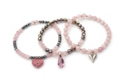 Komplet biżuterii 3 bransoletki kamienie Swarovski  różowe baby pink