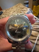 Zegarek męski styl Datejust srebrny |pasek stalowy |elegancki| do regulacji