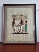 Obraz oryginalny papirus egipski oprawiony w ramę 3 postacie 52 x 43 cm