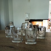 Komplet do whisky karafka kryształ huta szkła Julia motyw myśliwski