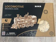 DREWNIANY MODEL ROBOTIME PUZZLE 3D MECHANICZNE LOKOMOTYWA POCIĄG DIY 350el