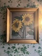 Obraz olejny słoneczniki sygnowany 1968r