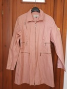 Płaszcz damski z imitacji skóry różowy S/M