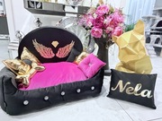 Legowisko dla psa M 70x50cm różowo czarne