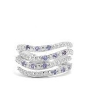 Pierścionek srebrny z tanzanitami