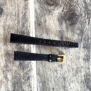 Pasek do zegarka damski 14mm vintage czarny elegancki jaszczurka