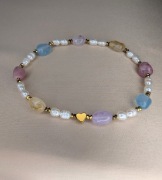 Bransoletka kamienie perły naturalne turmalin ametyst cytryn akwamaryn 