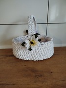 Koszyk wielkanocny duży na szydełku ze sznurka