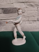 Chłopiec z gęsią figurka porcelana Hollohaza 