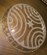 Stara szklana taca pod kieliszki i karafkę PRL Hortensja Art Deco